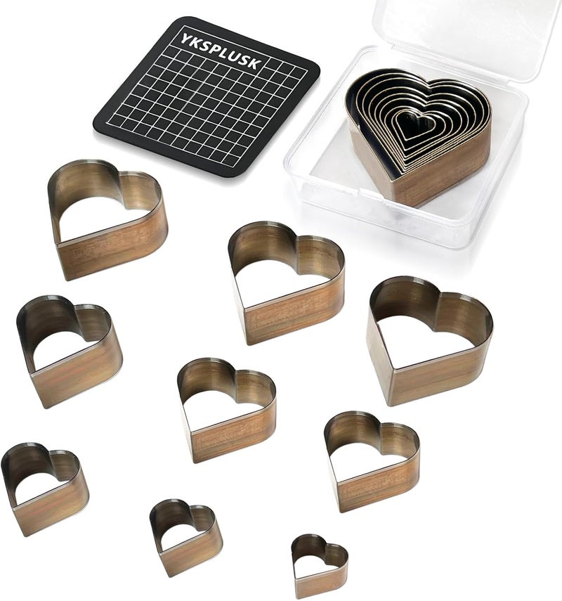 YKSPLUSK 9 Pcs Leather Hole Cutter Tool Set, 9 Sizes Heart Shape Cutter Tools High Carbon Steel, Leather Cutting Dies Kit for DIY Leathercraft, Leather Hollow Punching with Plastic Box - Image 1